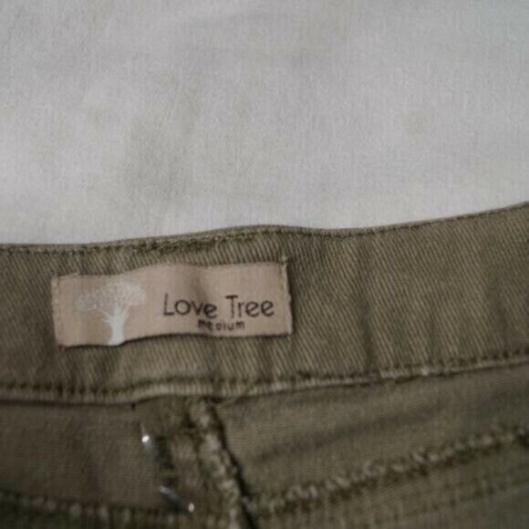 Olive Green Jean Shorts Cut offs Size M By Love Tree - Picture 3 of 8